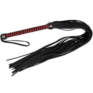 Chicote de Couro Preto e Vermelho