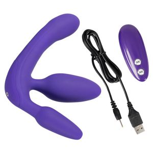 Strap-On 3 Prazeres USB Vibratório Lilás