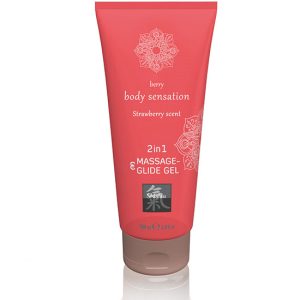 2 em 1 Lube e Gel de Massagens Morango 200ml