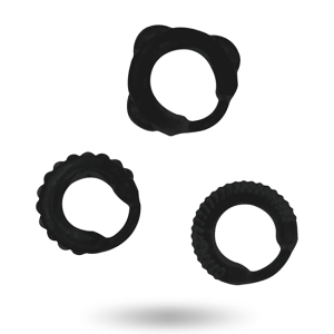 Conjunto de 3 anéis penianos ADDICTED TOYS negro