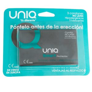 Preservativos sem latex pré-ereção UNIQ SMART 3 unidades