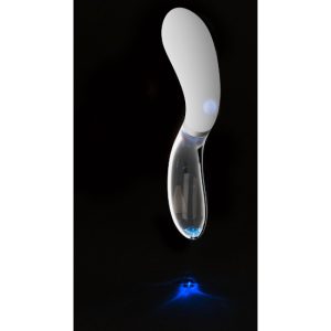 20.5x4.1cm Vibrador vidro + silicone c/led curvo