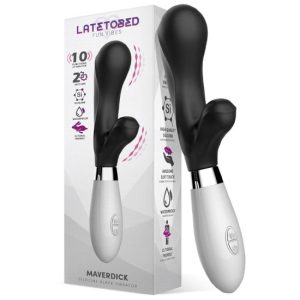 21.6x3.4cm Vibrador de silicone LATETOBED MAVERDICK Preto