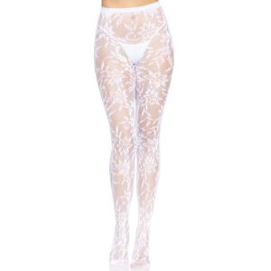 Meia calça floral branca da Leg Avenue