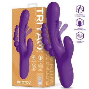 23.5x3,5cm Vibrador c/lingua e corrente anal INTOYOU TRIYA