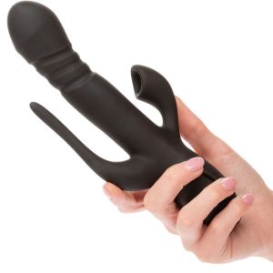 14x3.75cm Vibrador triplo c/sugador EUPHORIA NEGRO