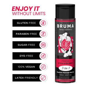 Lube e Massagens Morango Efeito Calor 3 em 1 – 100ml