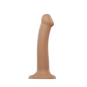 18×3.3cm DILDO C/VENTOSA p/arnês dupla densidade CARAMELO M