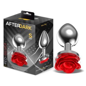 Plug prata AFTERDARK c/rosa Vermelha S