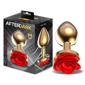 Plug dourado AFTERDARK c/rosa Vermelha M
