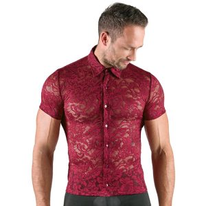 Camisa Floral Renda Dark Red