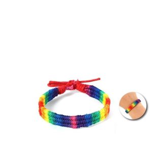 PULSEIRA TRANÇADA COM BANDEIRA DO ARCO-ÍRIS PRIDE