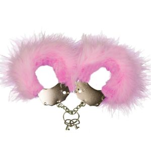 Algemas de Metal forradas c/ Plumas Rosa