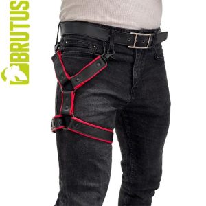 Strap de perna em pele BRUTUS Preto/Vermelho