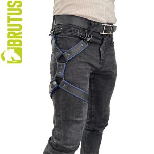 Strap de perna em pele BRUTUS Preto/Azul