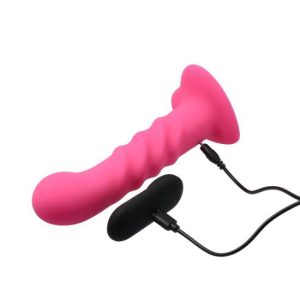 18.2×3.5cm Vibrador p/arnês recarregável c/comando "PINKY"