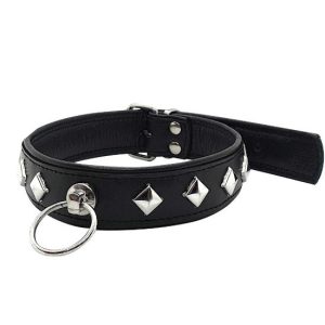 Coleira de pele com o-ring da Black Label