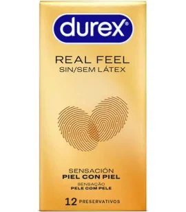 Embalagem de 12 unidades de preservativos sem látex Durex RealFeel