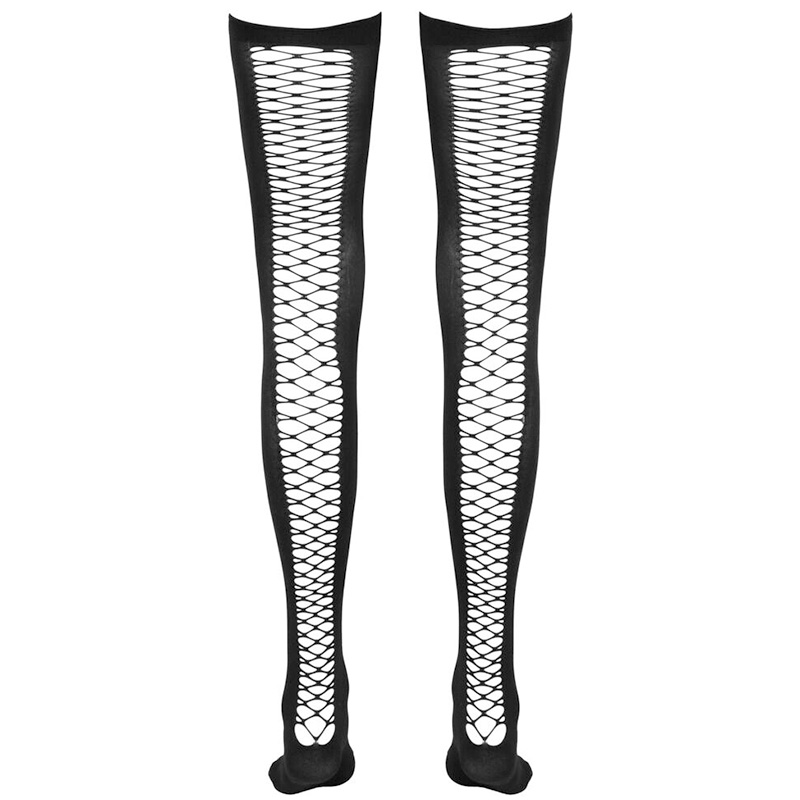 Meias altas opacas com costura rendada pretas da Cottelli LEGWARE