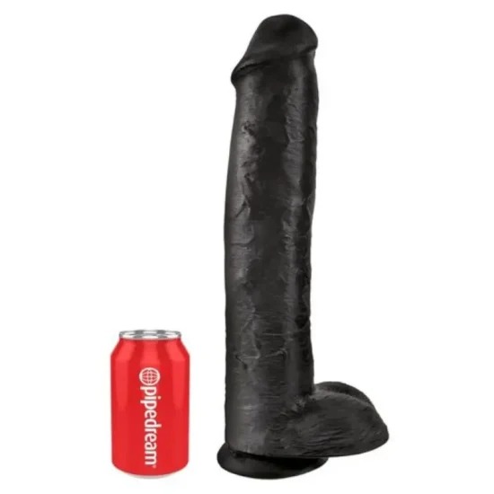 Dildo realista King Cock na cor preta, com 38 cm de comprimento e design anatómico.