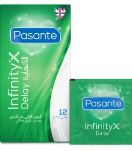Embalagem dos preservativos retardantes Pasante Delay Infinity com 12 unidades