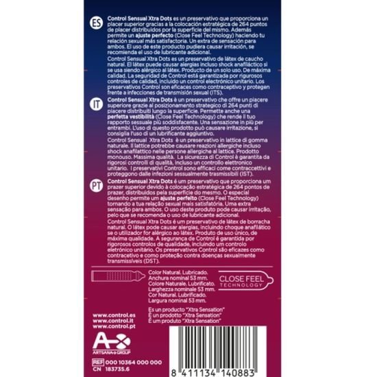 Preservativos Control Xtra Dots embalagem de 12 unidades