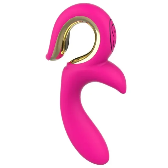 Detalhe dos botões de controlo e silicone ultrasuave do vibrador Nalone Lulu rosa