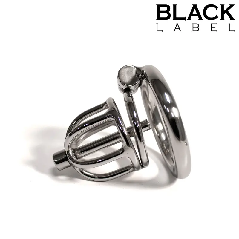 Gaiola de castidade The Knob Maker em aço inoxidável com som uretral e design aberto
